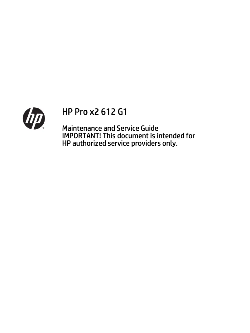 Page 1 de la notice Manuel d'utilisation et d'entretien HP Pro x2 612 G1