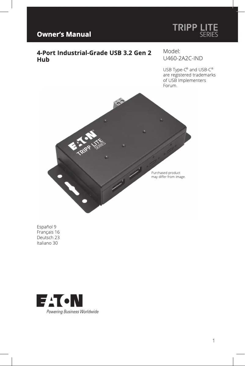 Image de la première page du manuel de l'appareil U460-2A2C-IND