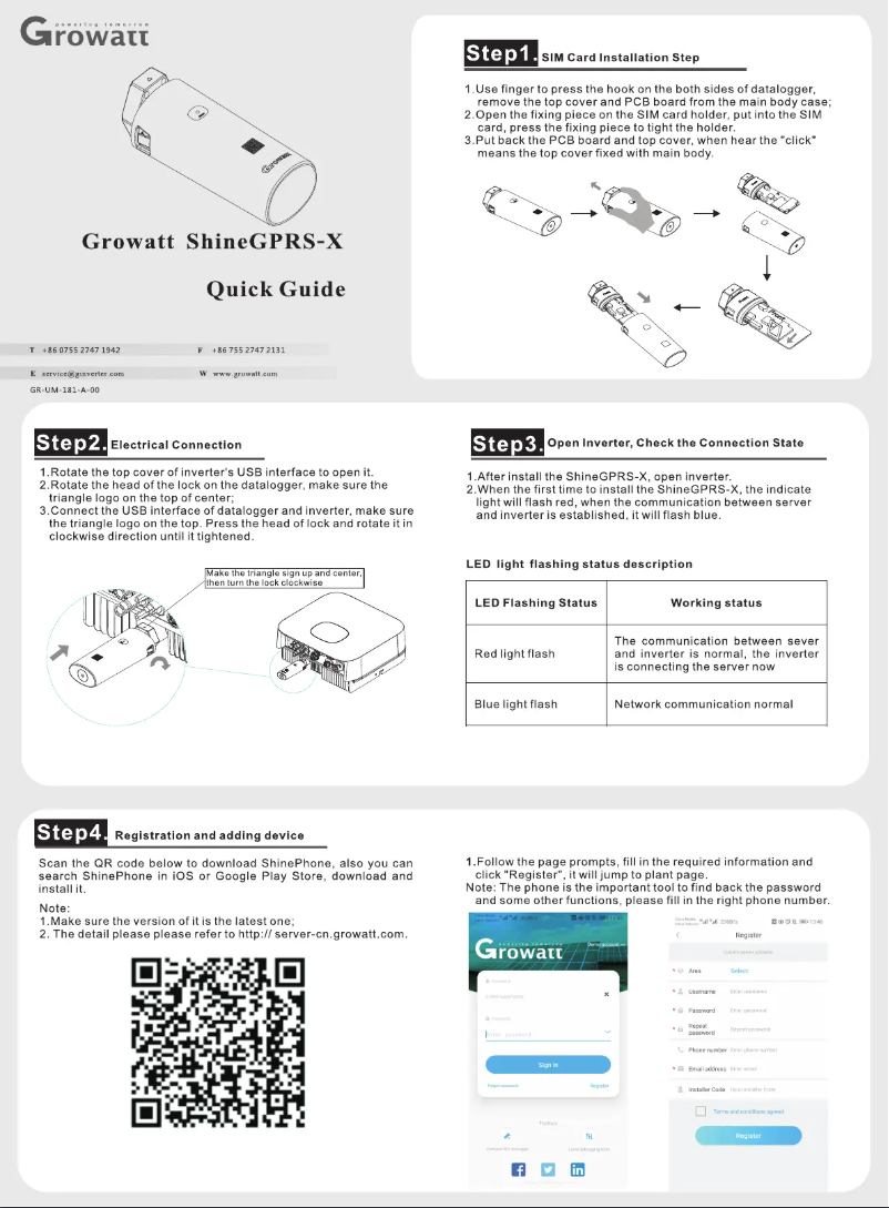Image de la première page du manuel de l'appareil ShineGPRS-X
