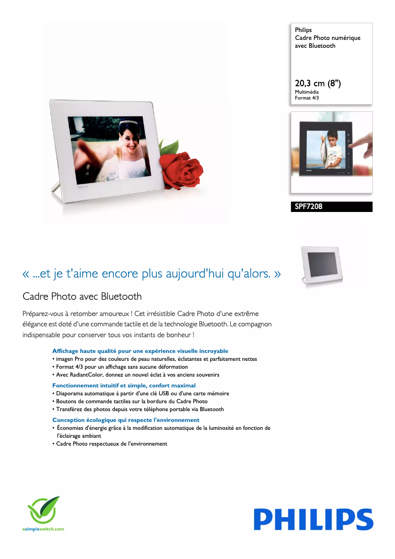 Image de la première page du manuel de l'appareil SPF7208