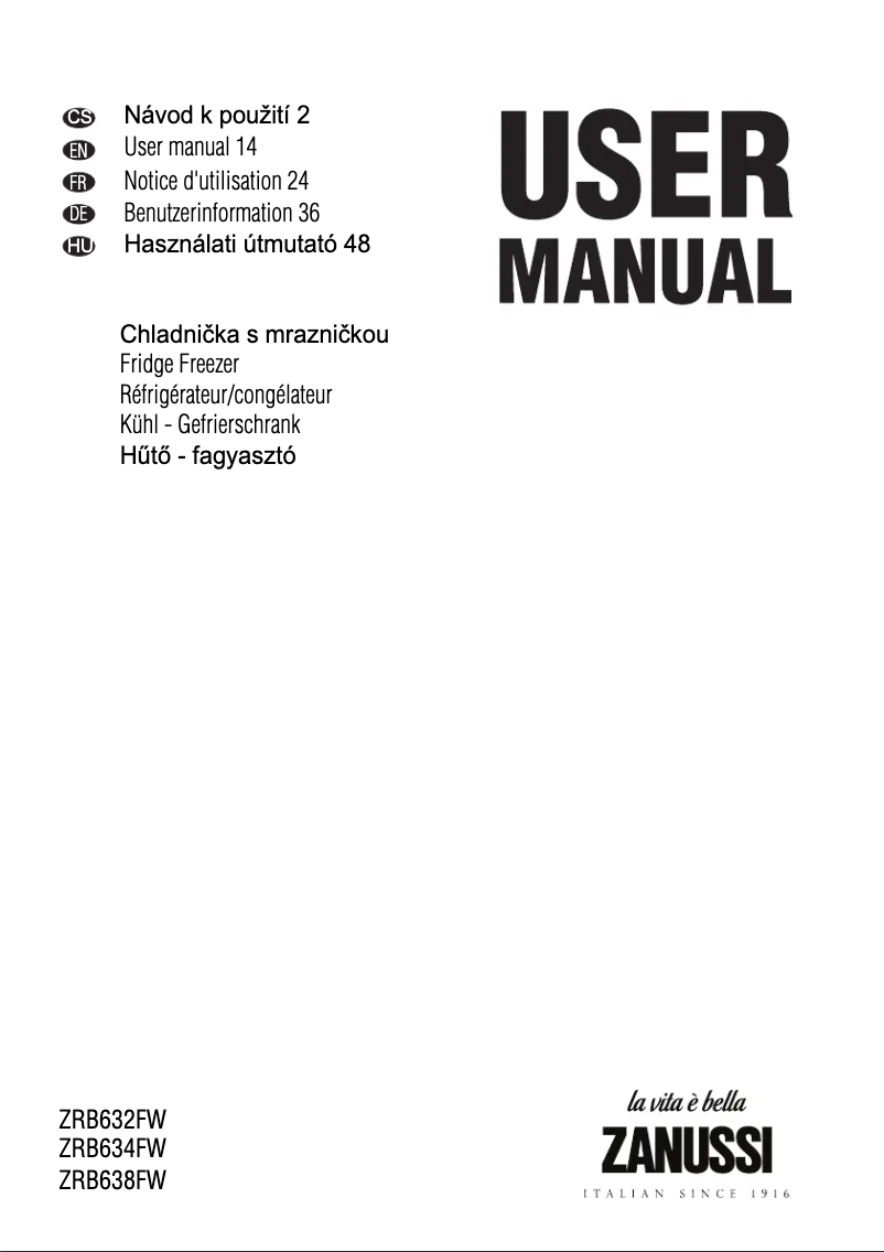 Image de la première page du manuel de l'appareil ZRB634FW