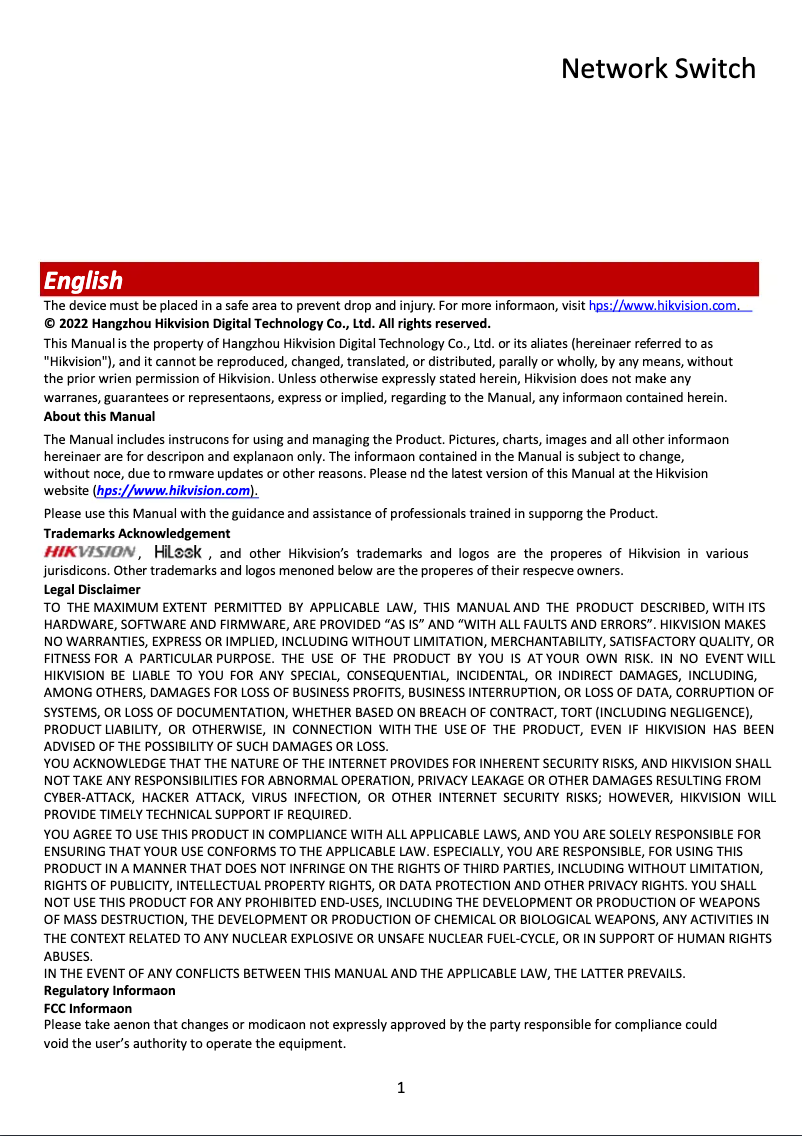 Page 1 de la notice Guide de démarrage rapide Hikvision DS-3T1310P-SI
