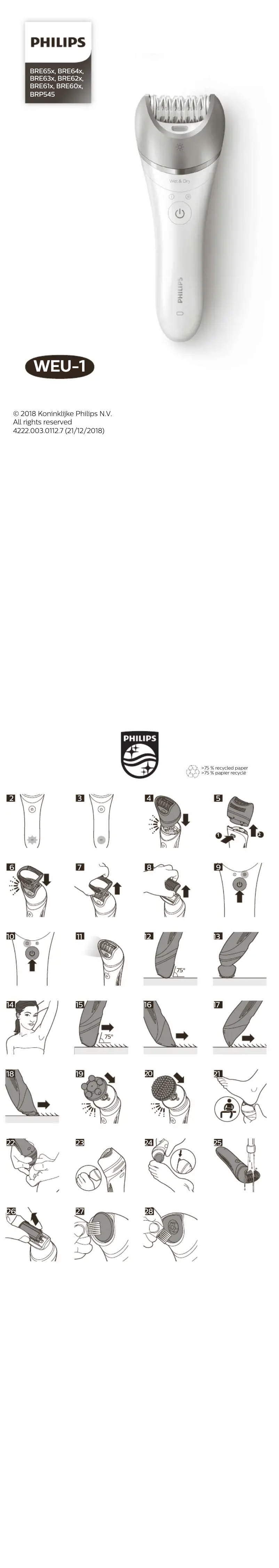 Page 1 de la notice Manuel utilisateur Philips Satinelle Advanced BRE621