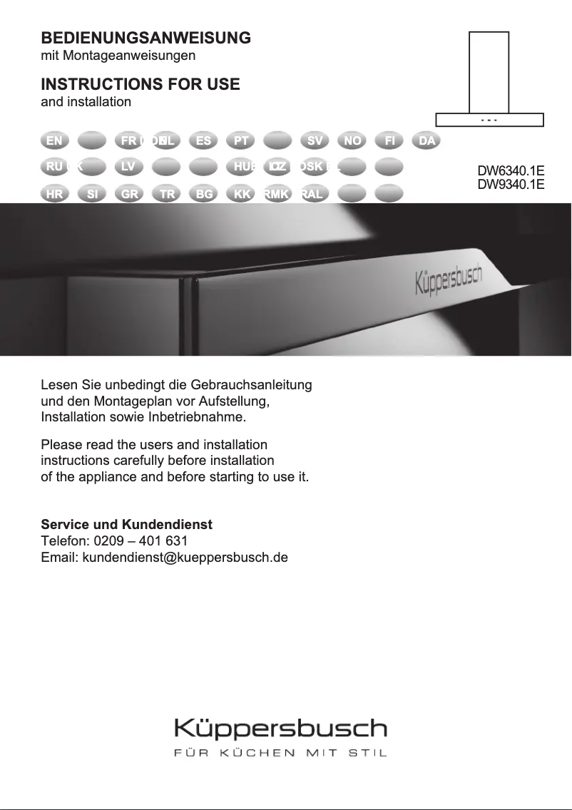 Page n°1 - Manuel utilisateur Küppersbusch DW 6340.1E