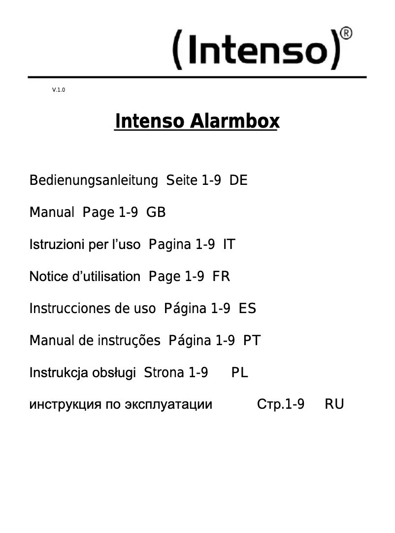 Page 1 de la notice Manuel utilisateur Intenso Alarmbox