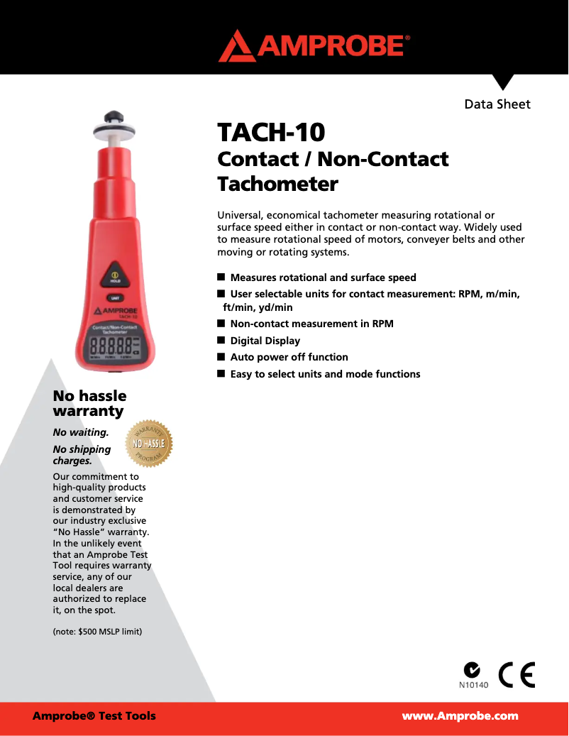 Page n°1 - Fiche technique Amprobe TACH-10