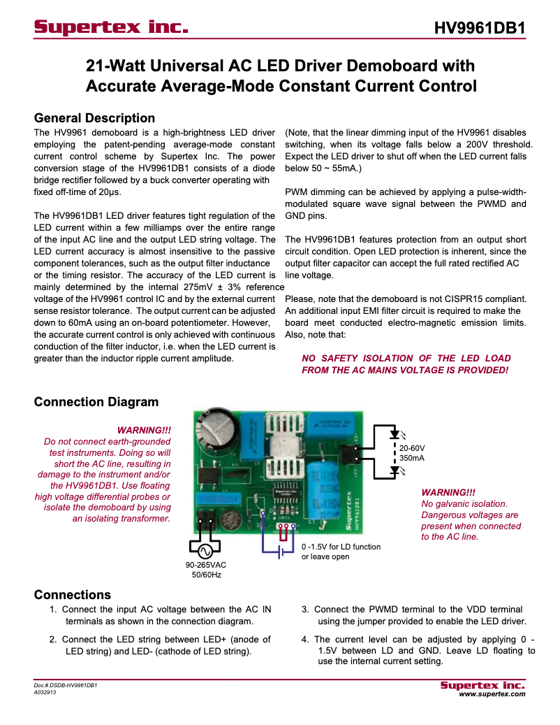 Image de la première page du manuel de l'appareil HV9961