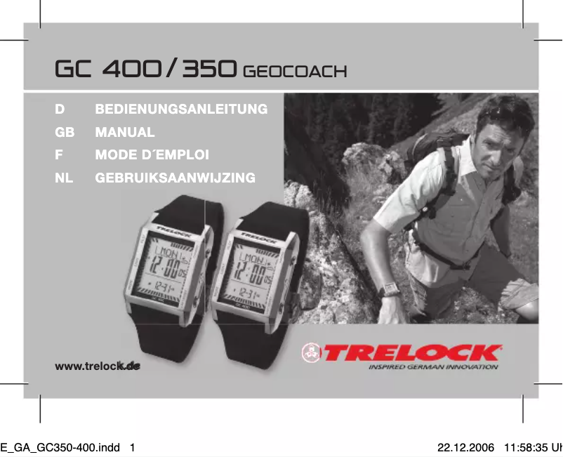 Page n°1 - Manuel utilisateur Trelock GC 400