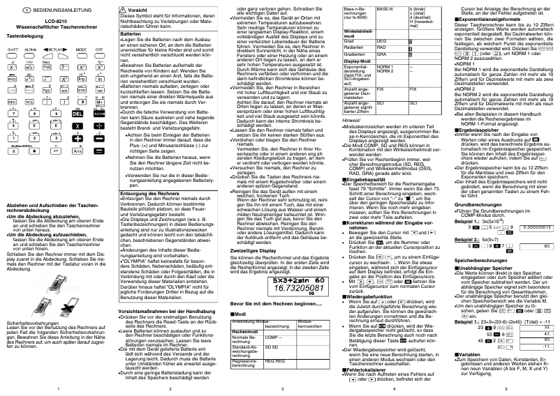 Page n°1 - Manuel utilisateur Olympia LCD 8210
