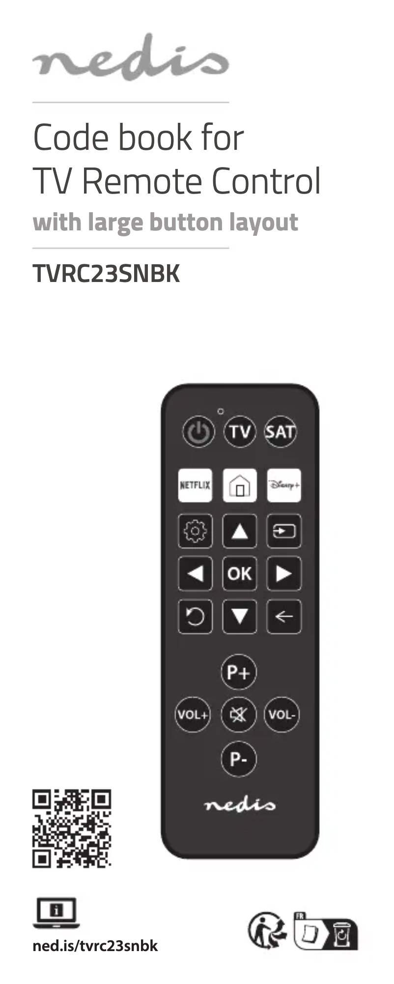 Page 1 de la notice Manuel utilisateur Nedis TVRC23SNBK