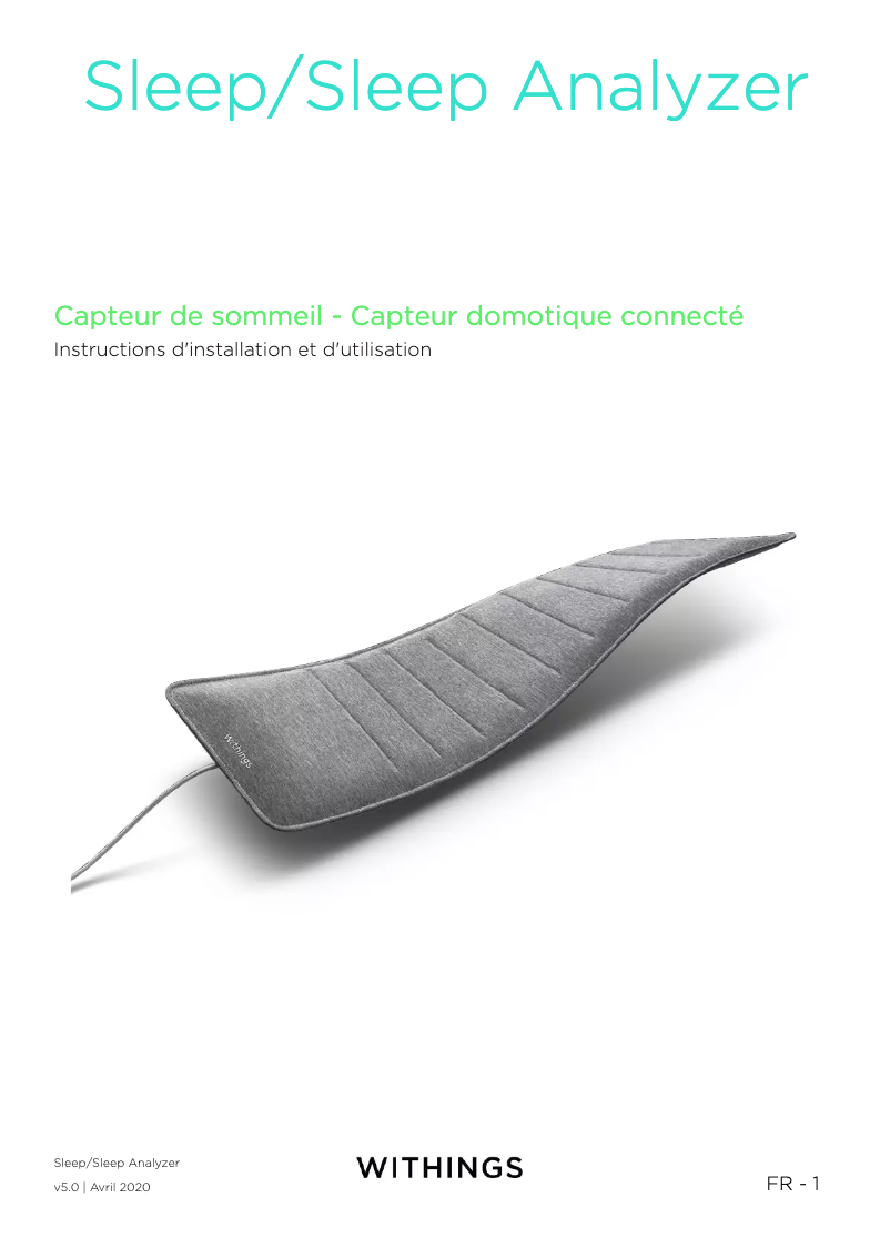 Page n°1 - Guide d'installation Withings Sleep