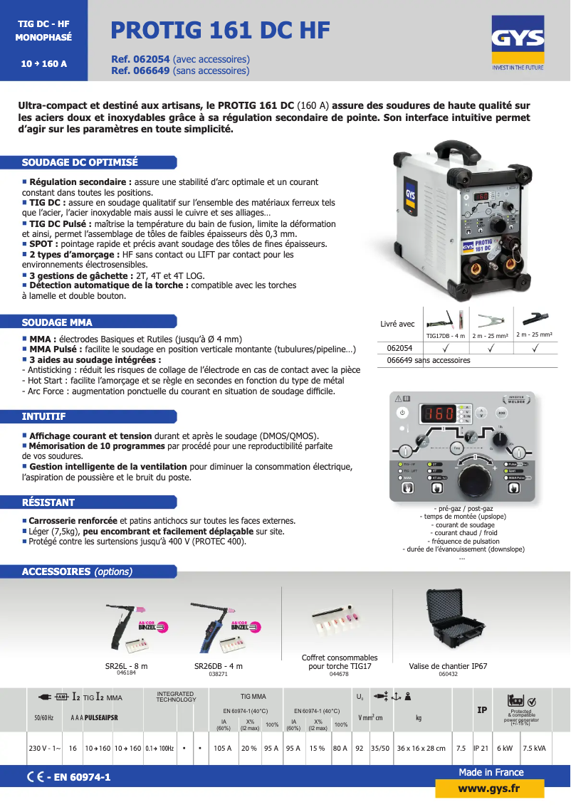 Image de la première page du manuel de l'appareil Protig 161 DC