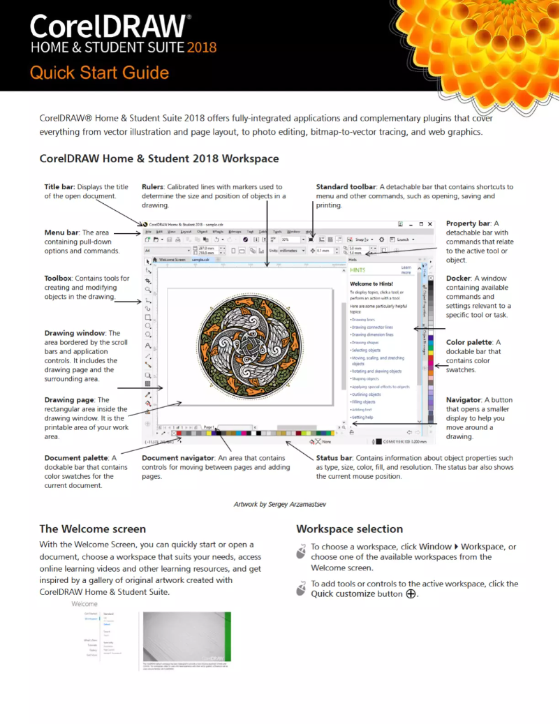 Image de la première page du manuel de l'appareil DRAW Home & Student Suite 2018