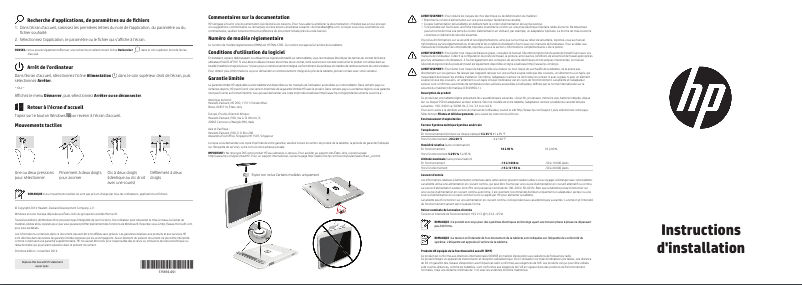 Page n°1 - Guide d'installation HP ElitePad 1000 G2