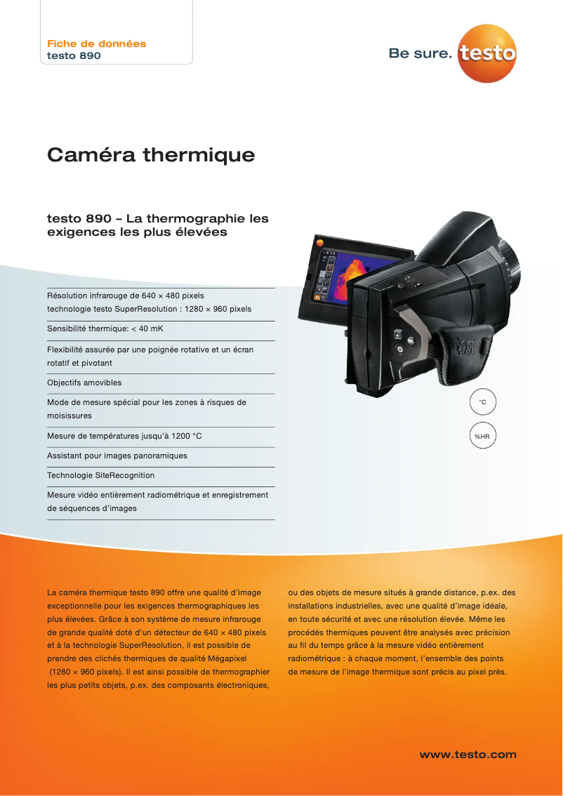 Page n°1 - Fiche technique Testo 890