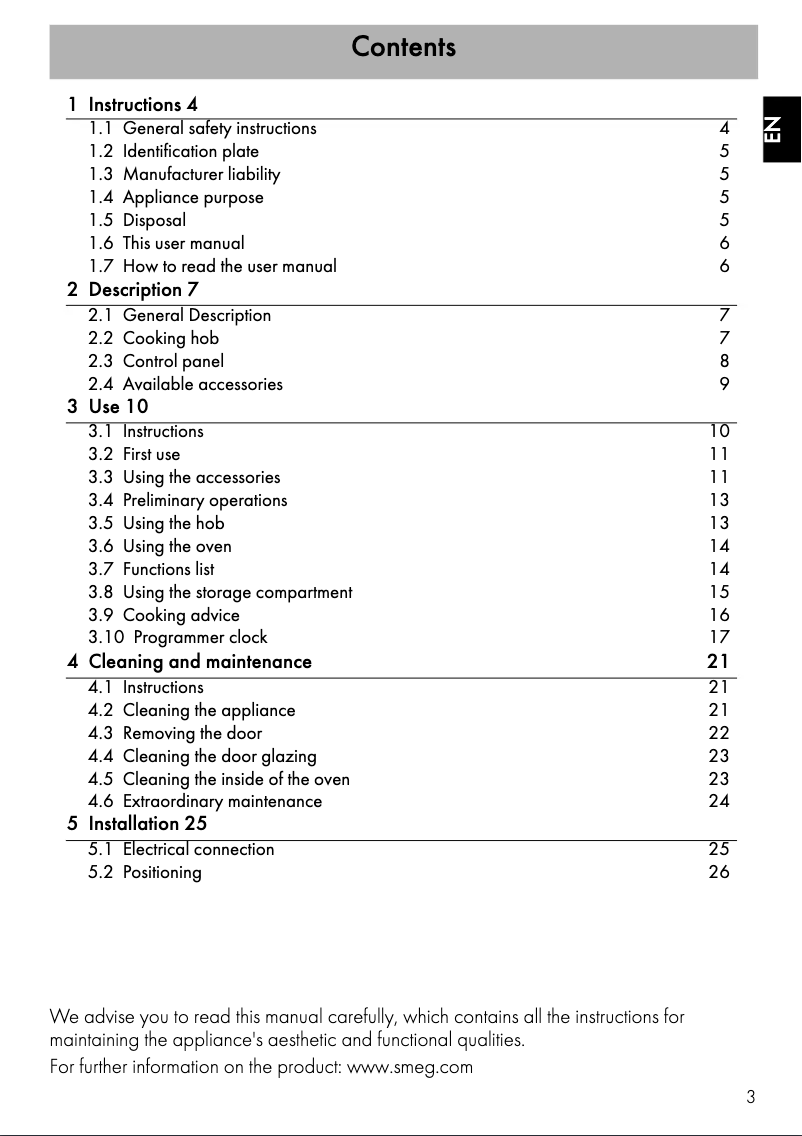 Page n°1 - Manuel utilisateur Smeg SUK91CMX8
