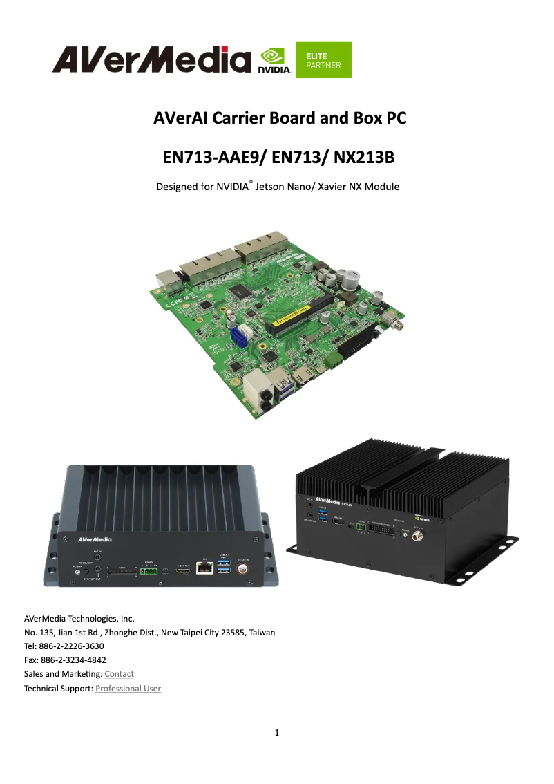 Page n°1 - Manuel utilisateur AVerMedia NX213B