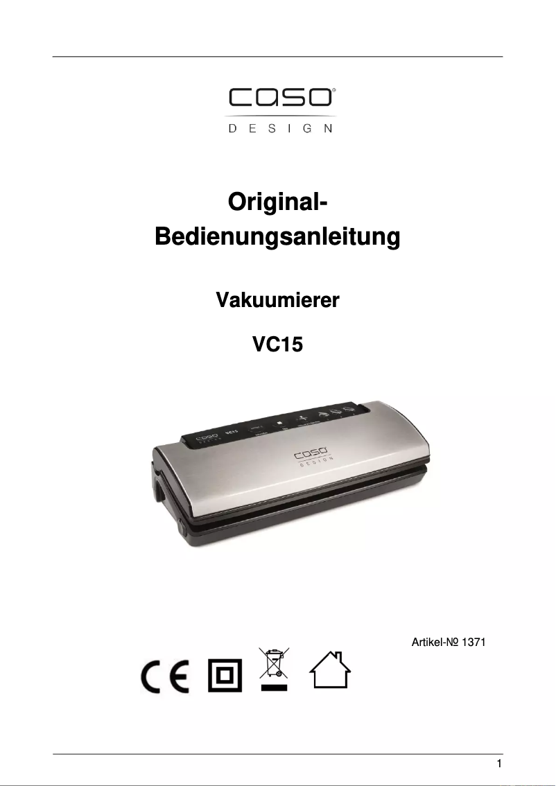 Page 1 de la notice Manuel utilisateur Caso VC15