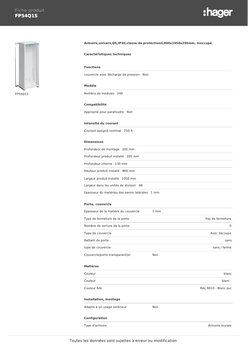 Image de la première page du manuel de l'appareil FP54Q1S