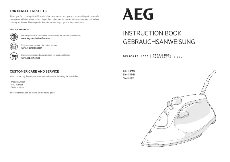Page 1 de la notice Manuel utilisateur AEG Delicate 6000 SI6-1-4MN