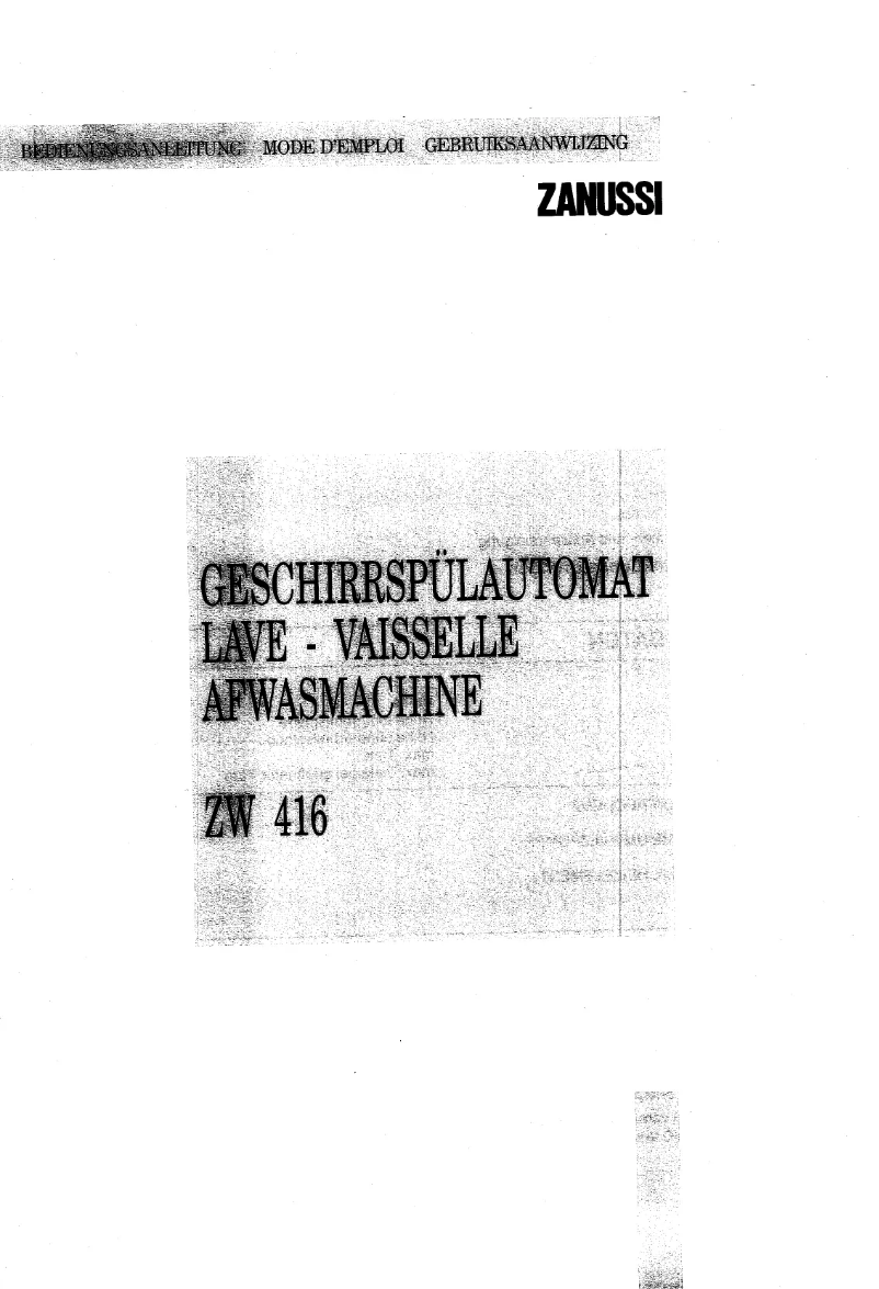 Page 1 de la notice Manuel utilisateur Zanussi ZW 416