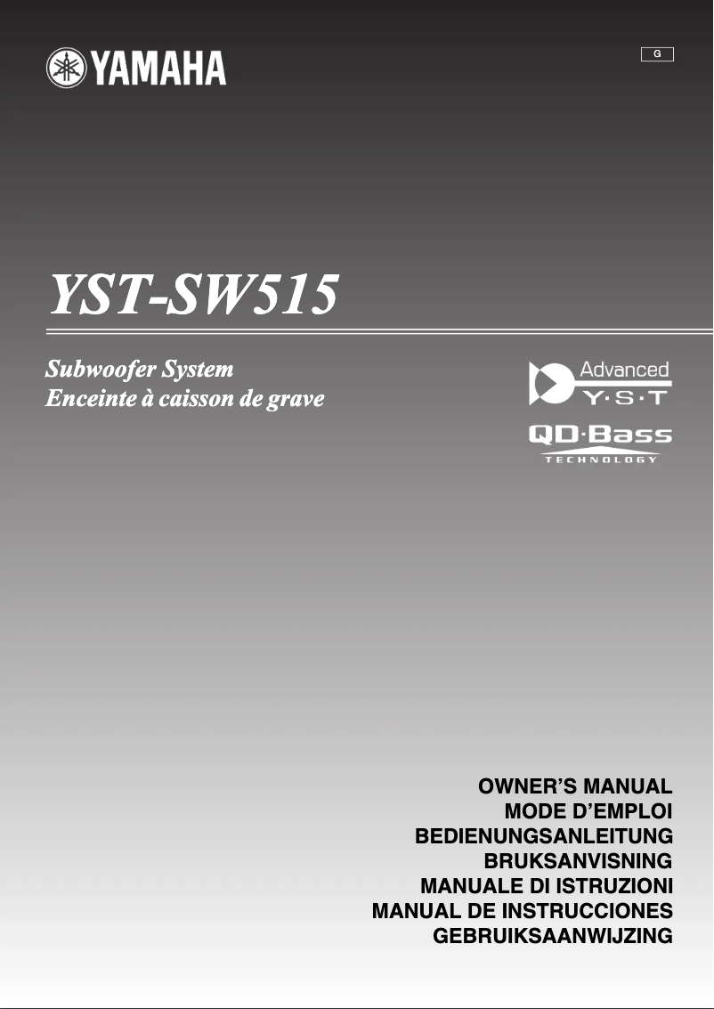 Page n°1 - Manuel utilisateur Yamaha YST-SW515