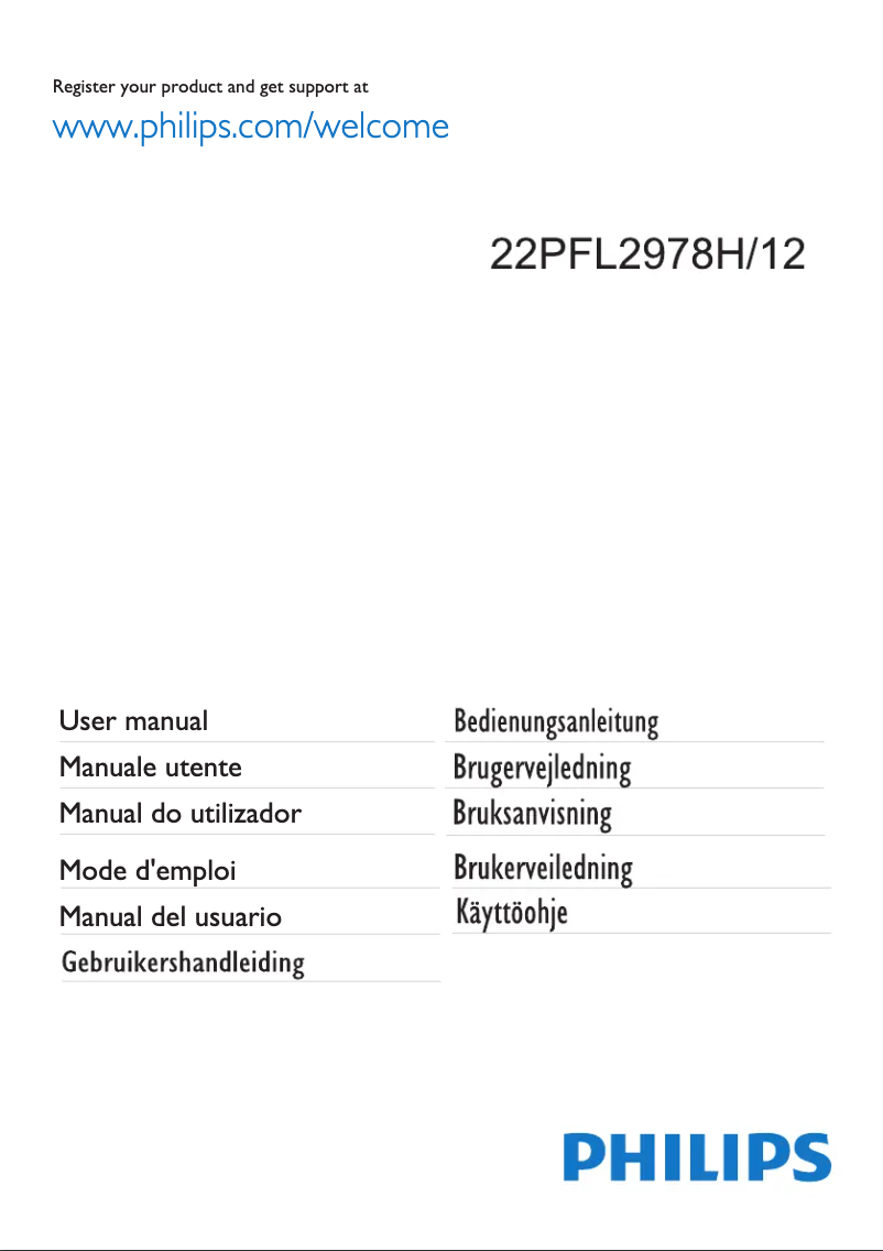 Page 1 de la notice Manuel utilisateur Philips 22PFL2978H