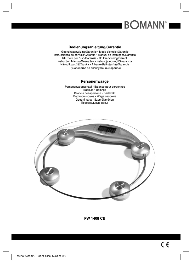 Page 1 de la notice Manuel utilisateur Bomann PW 1408 CB