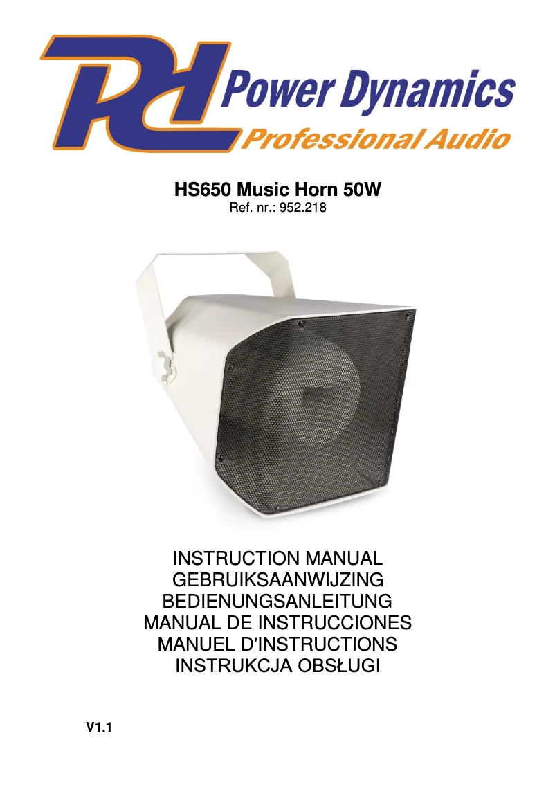Page n°1 - Manuel utilisateur Power Dynamics HS650