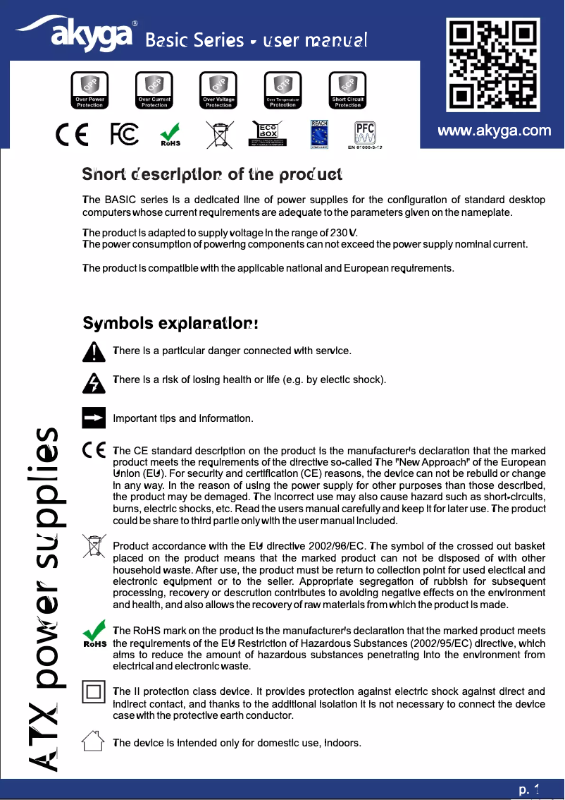 Page 1 de la notice Manuel utilisateur Akyga AK-B1-700