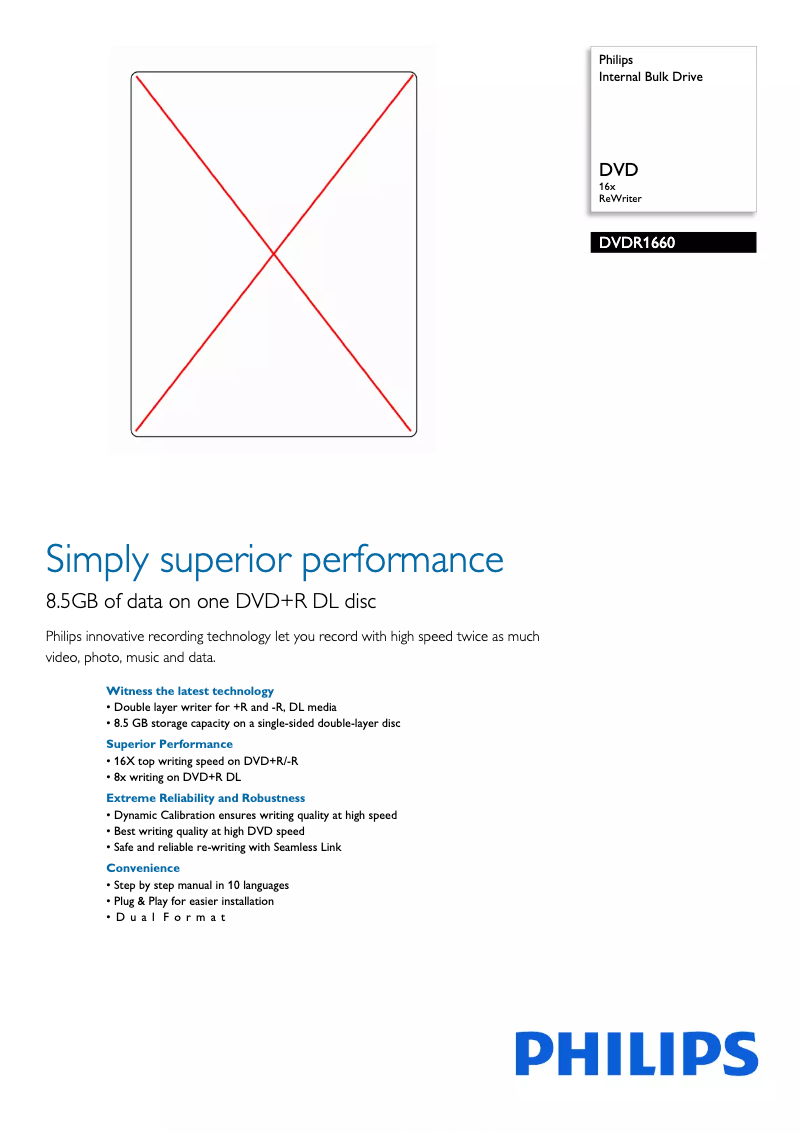 Page 1 de la notice Brochure Philips DVDR1660