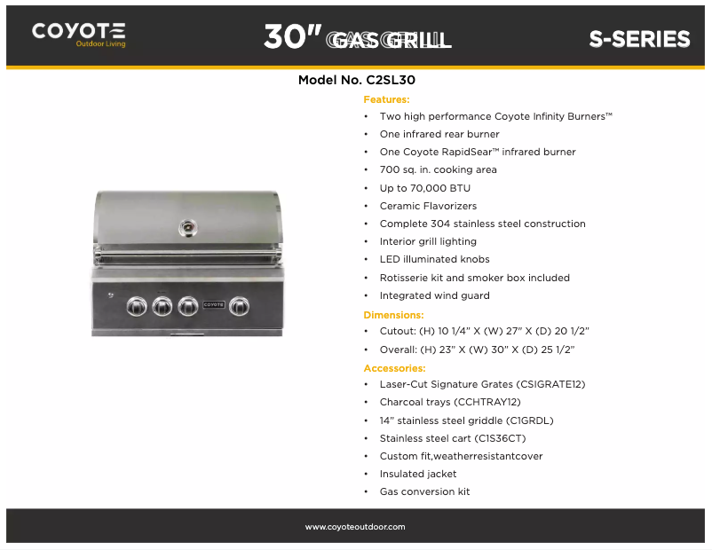 Página 1 del manual Ficha técnica Coyote C2SL30NG-FS