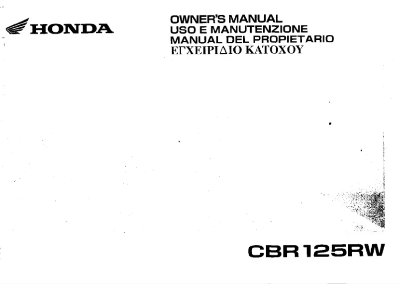 Page 1 de la notice Manuel utilisateur Honda CBR125RW (2007)