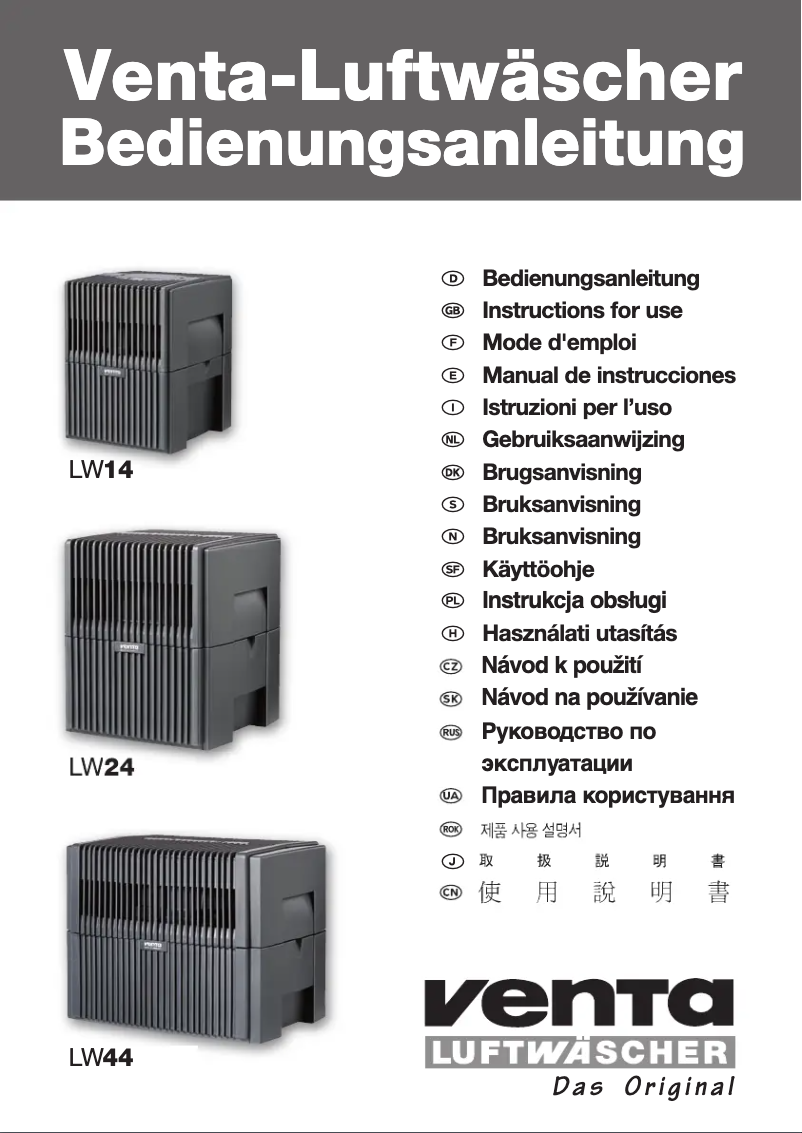 Page 1 de la notice Manuel utilisateur Venta LW24