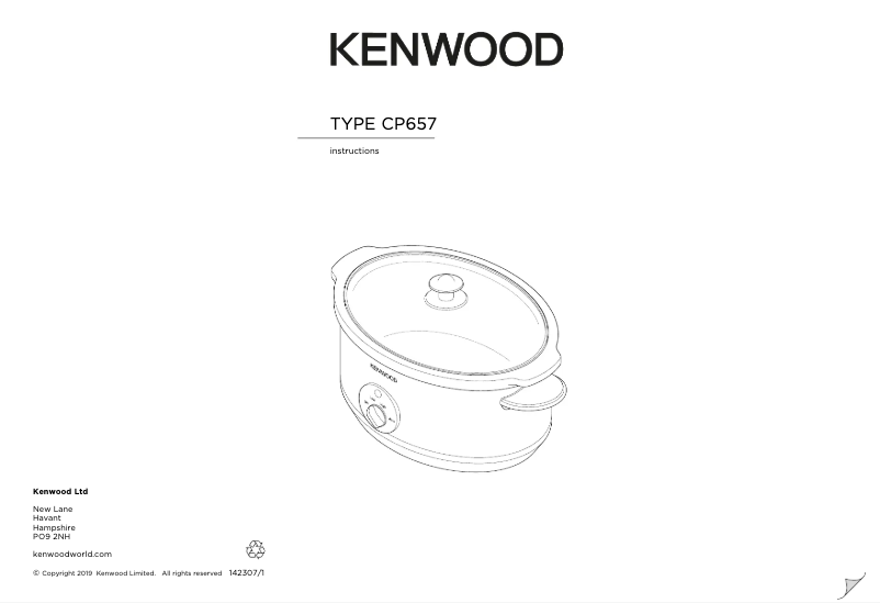 Page n°1 - Manuel utilisateur Kenwood CP657