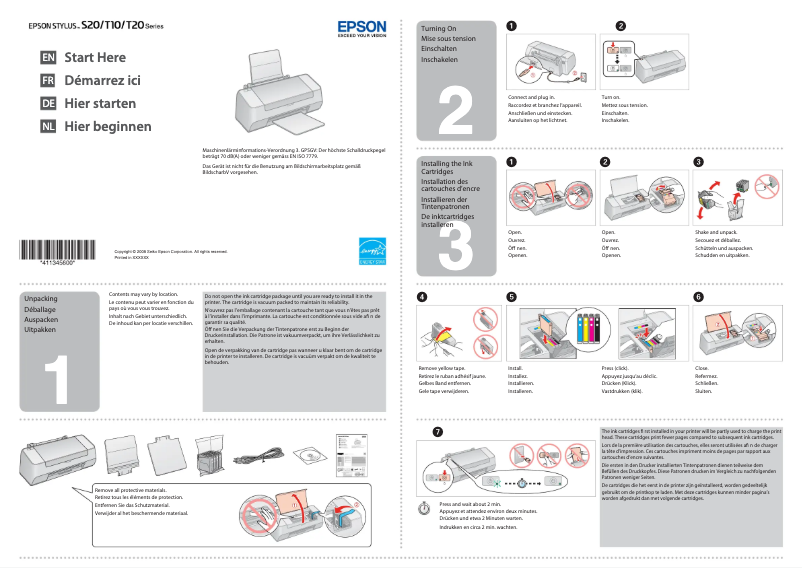 Image de la première page du manuel de l'appareil Stylus T10