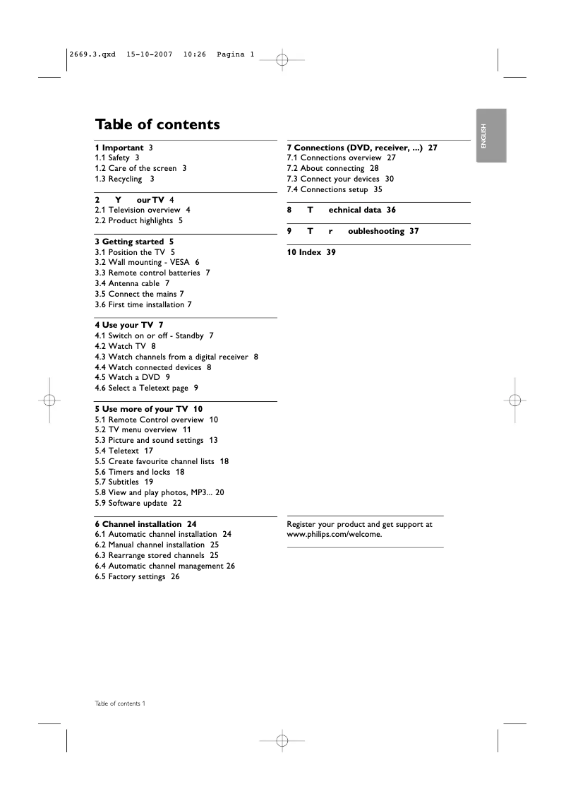 Image de la première page du manuel de l'appareil 32PFL9432