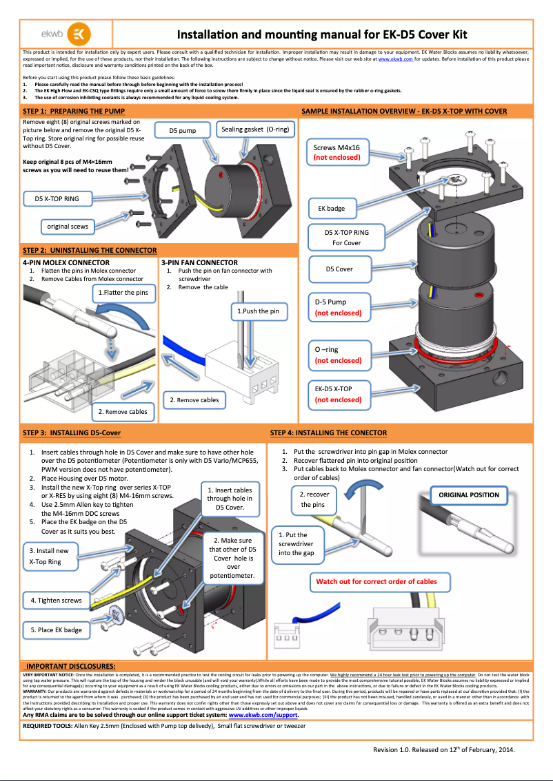 Page n°1 - Manuel utilisateur EK Water Blocks EK-D5
