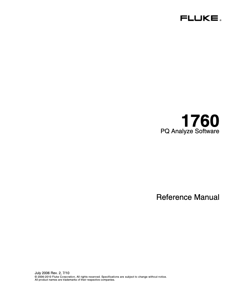 Page 1 de la notice Manuel utilisateur Fluke 1760