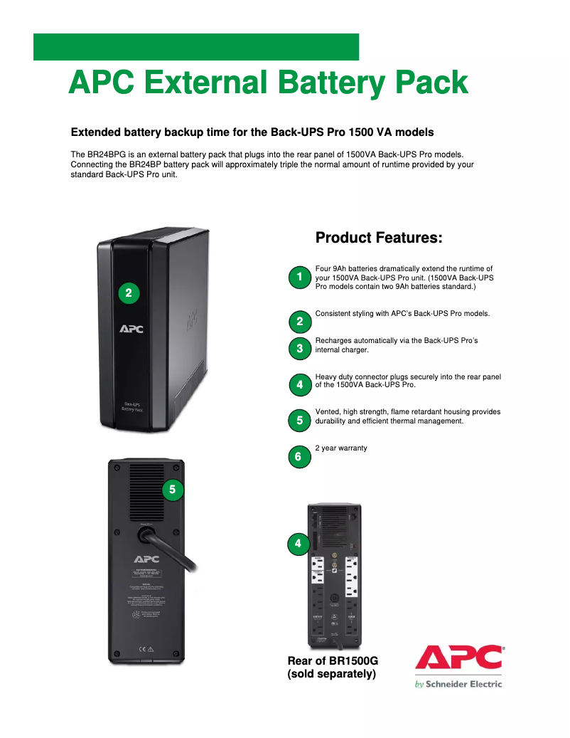 Page n°1 - Manuel utilisateur APC Back-UPS Pro BR24BPG