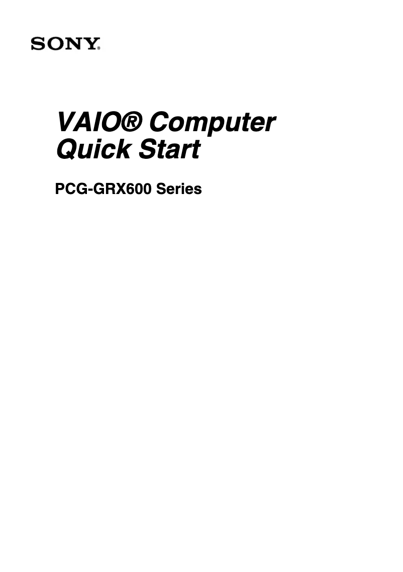 Page n°1 - Guide d'installation Sony Vaio PCG-GRX690