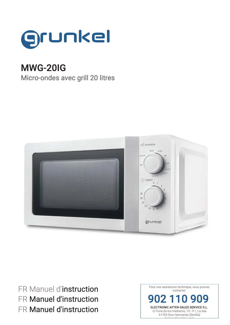 Image de la première page du manuel de l'appareil MWG-20IG