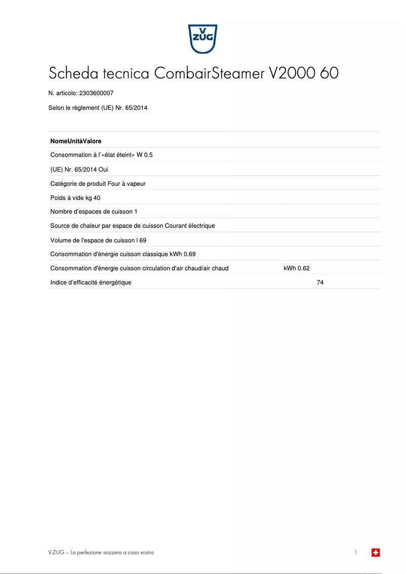 Image de la première page du manuel de l'appareil CombairSteamer V2000 60