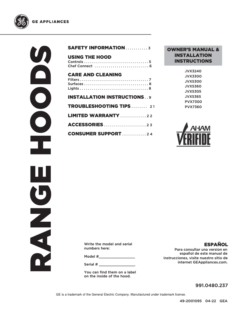 Image de la première page du manuel de l'appareil JVX5300SJSS