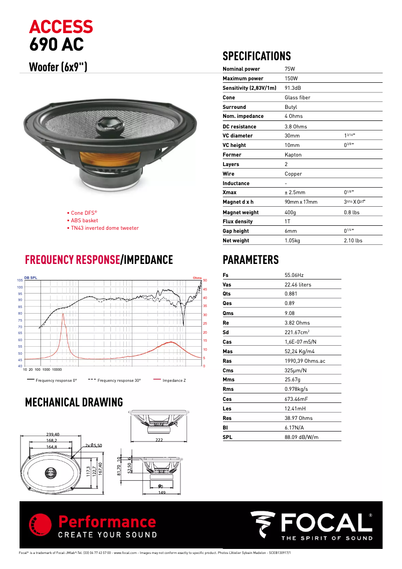 Page 1 de la notice Fiche technique Focal 690 AC