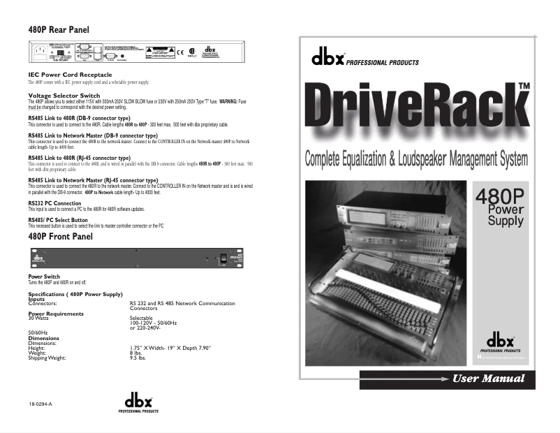 Page 1 de la notice Manuel utilisateur DBX DriveRack 480P