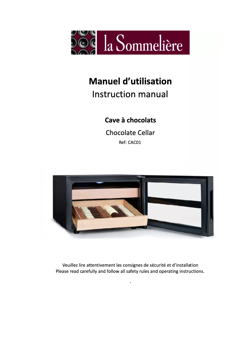 Page 1 de la notice Manuel utilisateur La Sommelière CAC01