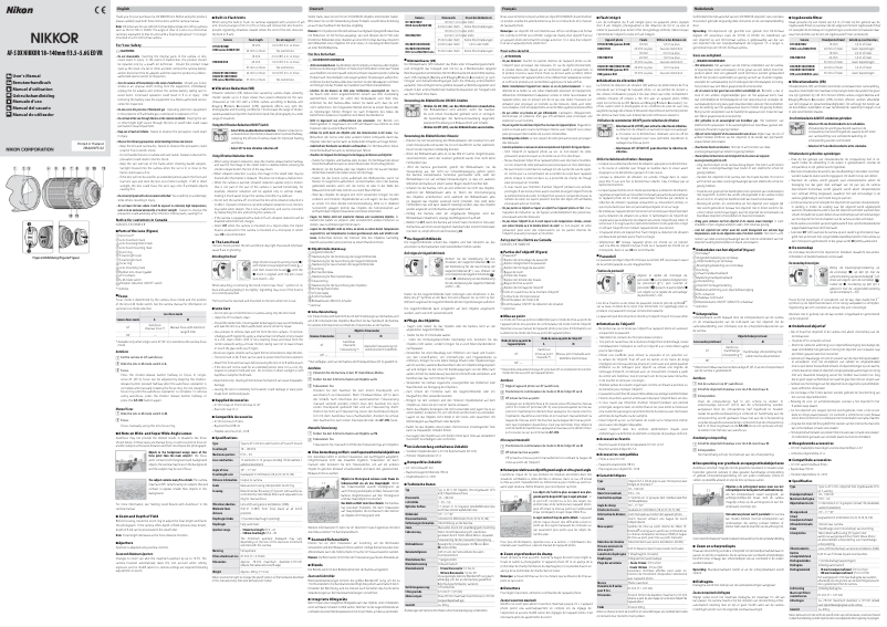 Image de la première page du manuel de l'appareil AF-S DX 18-140mm F3,5-5,6G ED VR