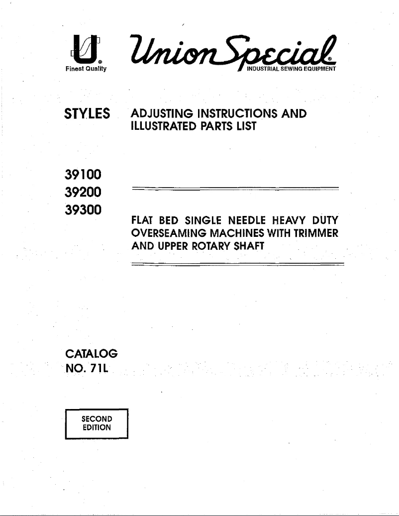 Page n°1 - Manuel utilisateur Union Special 39200