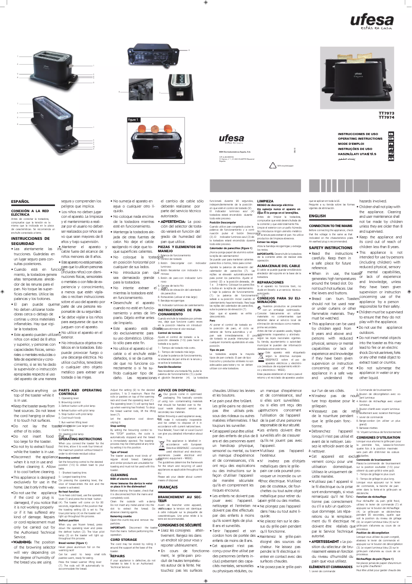 Page 1 de la notice Manuel utilisateur Ufesa Elegance TT7973